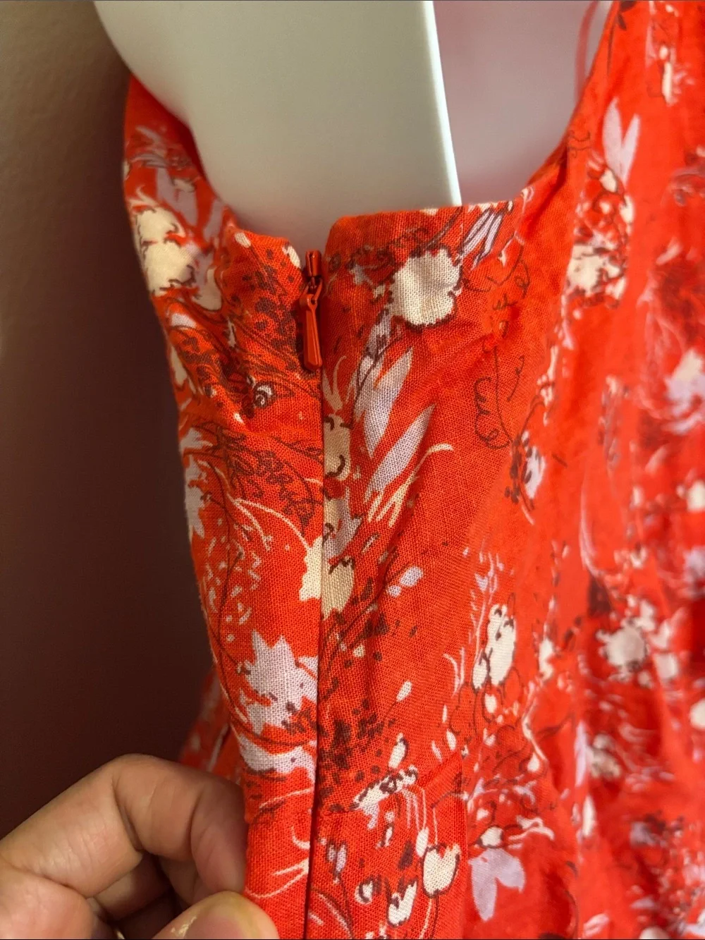 Free People One-Shoulder Red Floral Mini Dress